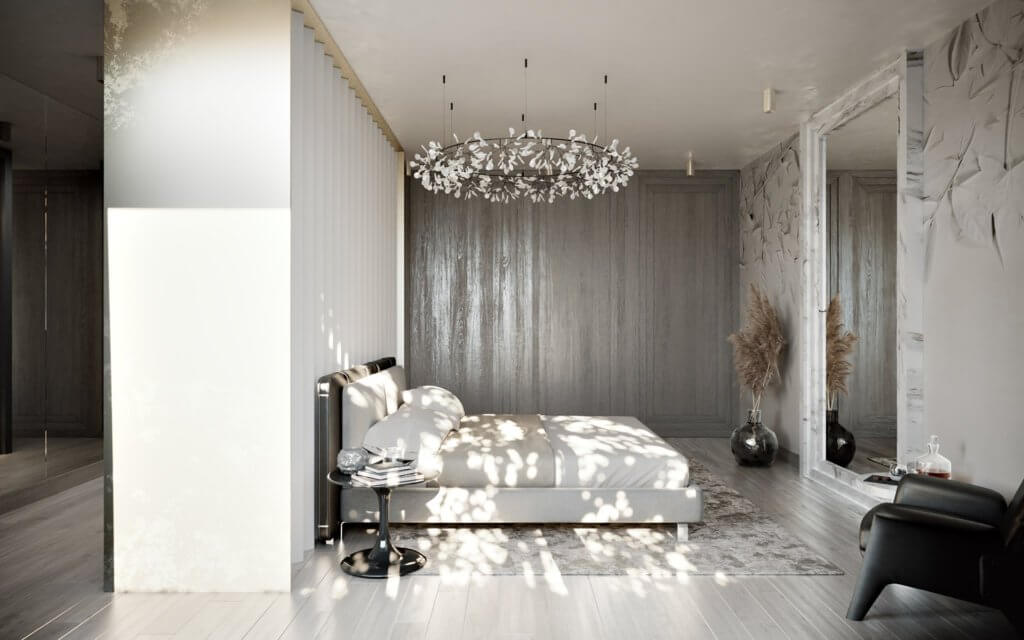 Minimalistic classic bedroom design - cgi visualization 11