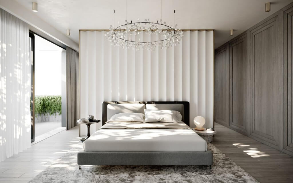 Minimalistic classic bedroom design - cgi visualization 2