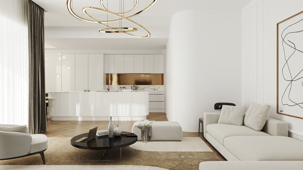 White Marble Designer Apartment design - cgi visualization(2)
