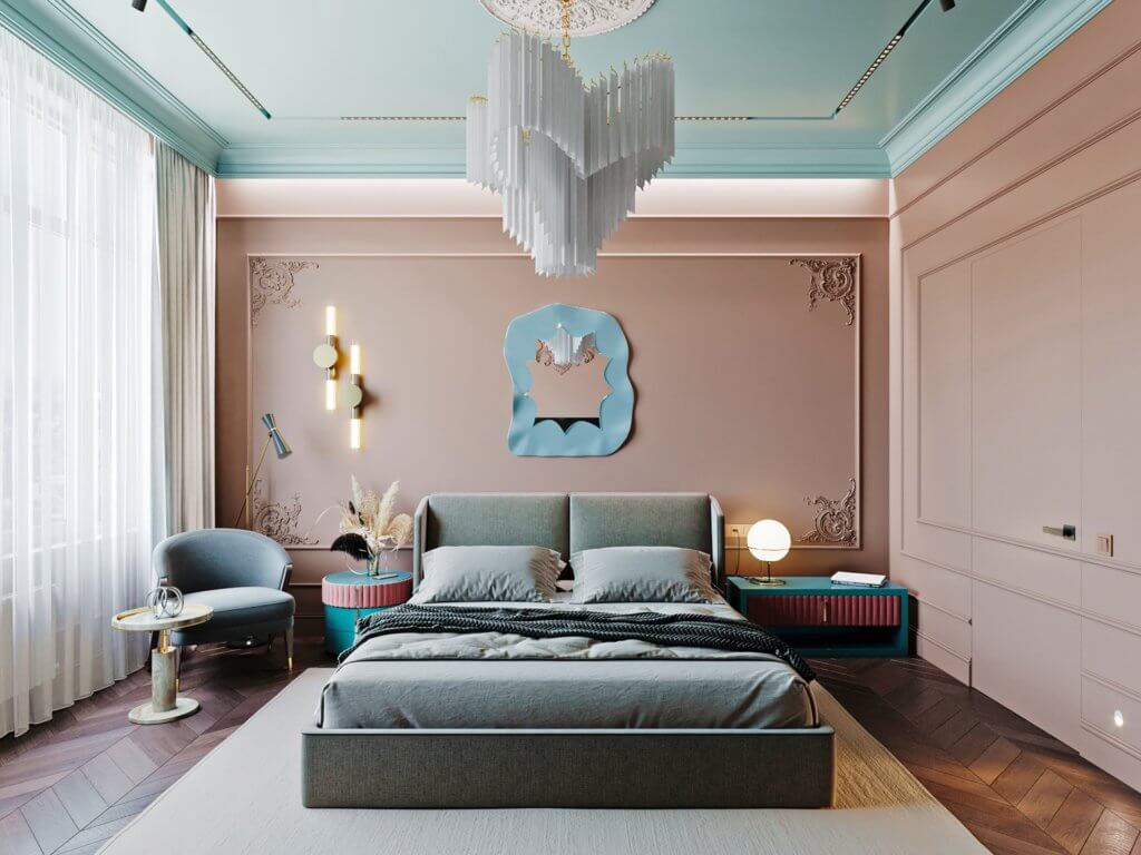 Colorful and stylish bedroom - cgi visualization