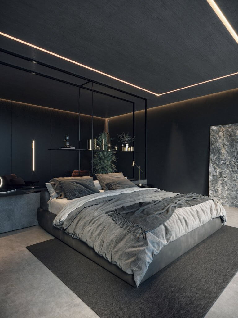 Dark bedroom design inspiration - cgi visualization