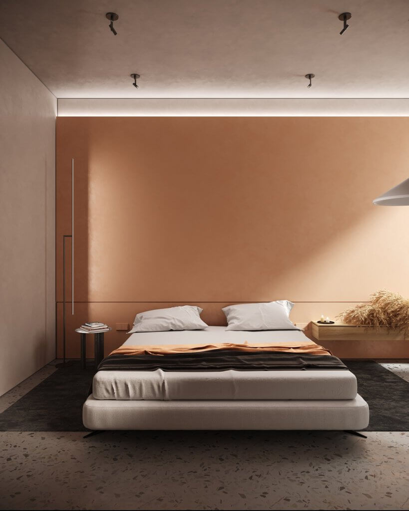 Orange space trendy interior design - cgi visualization