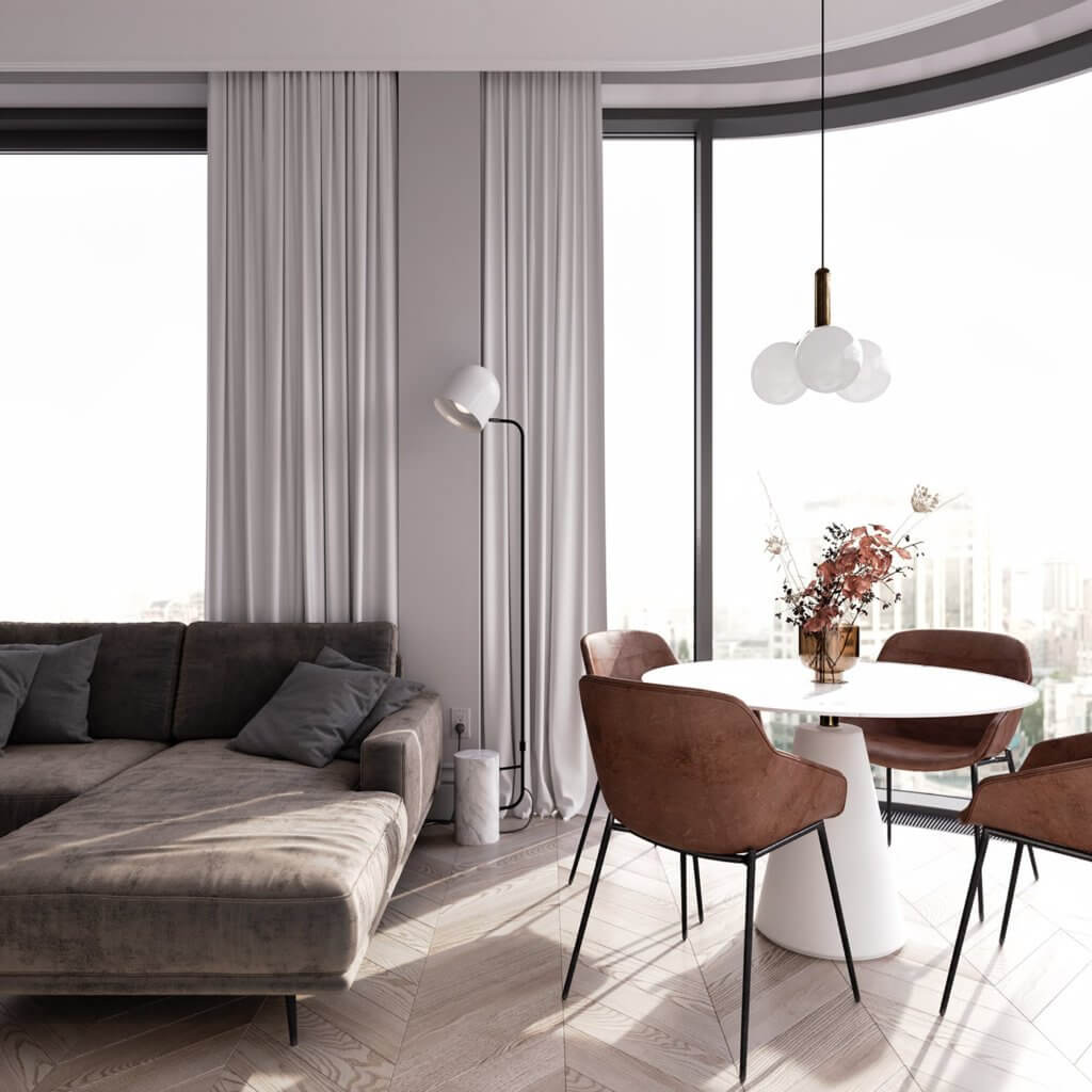 White and clean apartment design with charme - cgi visualization